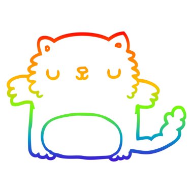 gökkuşağı degrade çizgi çizim karikatür kedi