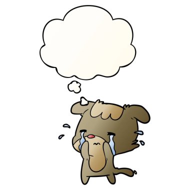 çizgi film üzgün köpek ve pürüzsüz degrade tarzında kabarcık düşünce