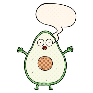 çizgi roman tarzında karikatür avokado ve konuşma balonu