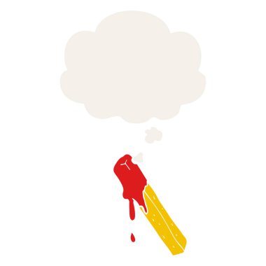 karikatür retro tarzında yavru batırılmış ve düşünce balonu