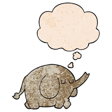 karikatür fil ve grunge doku desen st düşünce balonu