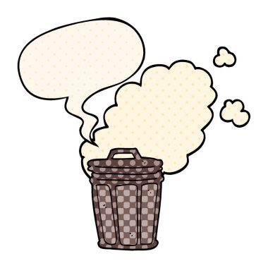 çizgi film kokuşmuş çöp tenekesi ve çizgi roman tarzında konuşma balonu