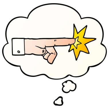 çizgi film işaret el ve pürüzsüz degrade stil düşünce balonu