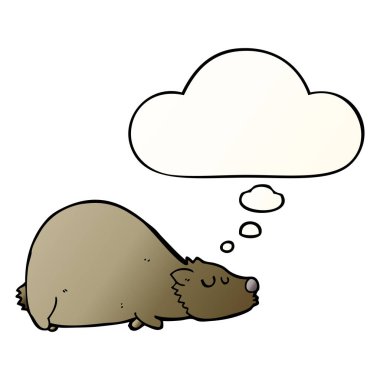 çizgi film ayısı ve pürüzsüz degrade tarzında düşünce balonu