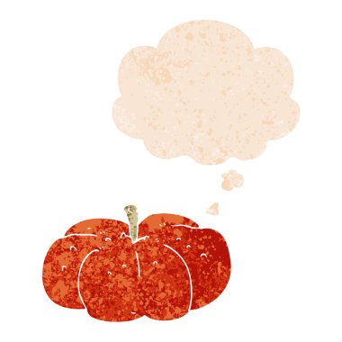 karikatür kabak ve retro dokulu tarzında düşünce balonu