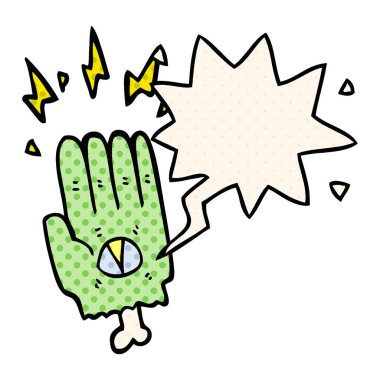 komik kitap sty ürkütücü halloween zombi el ve konuşma balonu