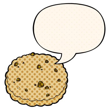 çizgi roman tarzında karikatür bisküvi ve konuşma balonu