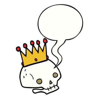 karikatür kafatası ve taç ve konuşma balonu