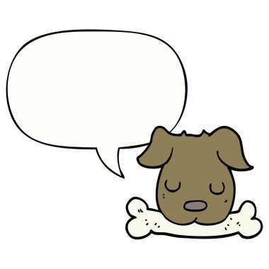karikatür köpek ve kemik ve konuşma balonu