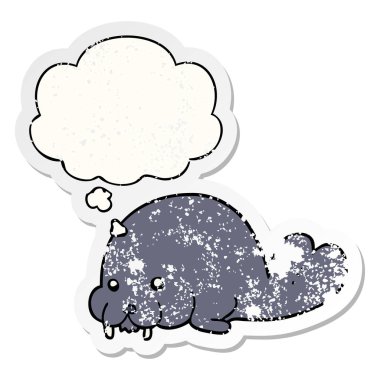 sevimli karikatür mors ve sıkıntılı yıpranmış stic olarak kabarcık düşünce