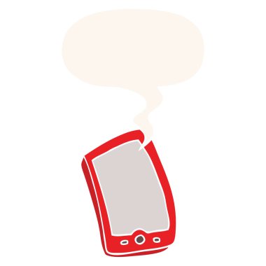 retro tarzıkarikatür cep telefonu ve konuşma balonu