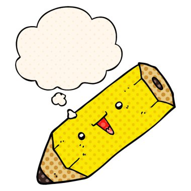 sevimli karikatür kalem ve çizgi roman tarzında düşünce balonu