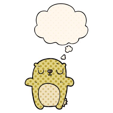 çizgi film ayısı ve çizgi roman tarzında düşünce balonu