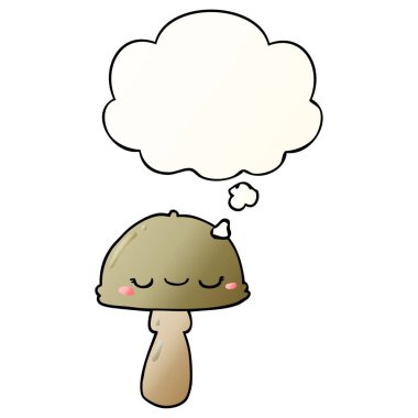 çizgi film mantarı ve pürüzsüz degrade tarzında düşünce balonu