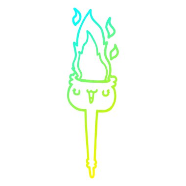 soğuk degrade çizgi çizim karikatür yanan meşale