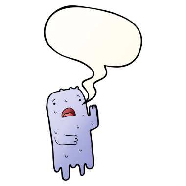 düzgün degrade tarzında karikatür hayalet ve konuşma balonu