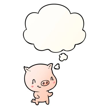 karikatür domuz ve pürüzsüz degrade tarzında kabarcık düşünce