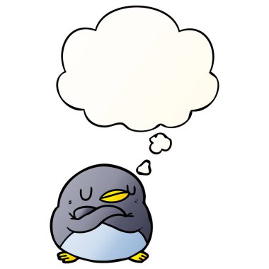 çizgi film penguen ve pürüzsüz degrade tarzında düşünce balonu