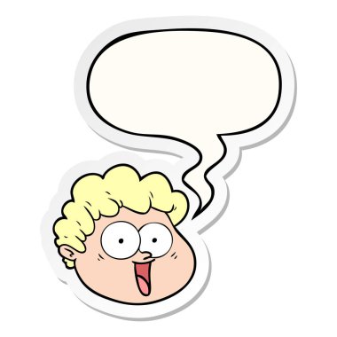 karikatür erkek yüz ve konuşma kabarcık etiket