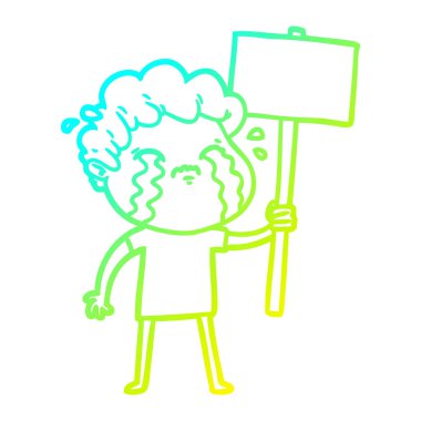 soğuk degrade çizgi çizim karikatür adam ağlıyor