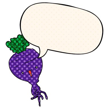 çizgi roman tarzında karikatür şalgam ve konuşma balonu