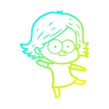 soğuk degrade çizgi çizim mutlu karikatür kız