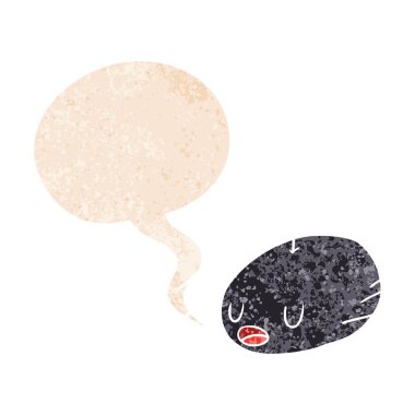 retro dokulu tarzda karikatür örümcek ve konuşma balonu