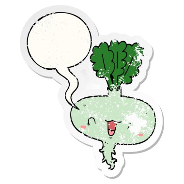 karikatür şalgam ve konuşma balonu sıkıntılı etiket