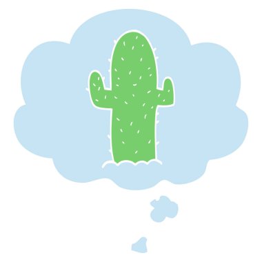 retro tarzında karikatür kaktüs ve düşünce balonu