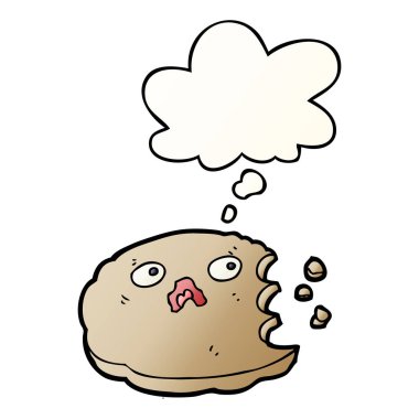 karikatür ısırılan çerez ve pürüzsüz degrade stil düşünce balonu