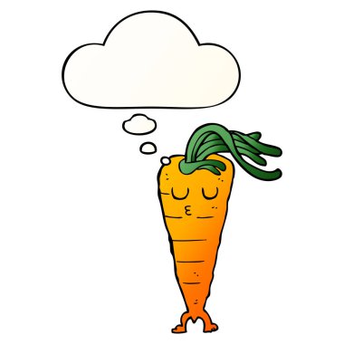 karikatür havuç ve pürüzsüz degrade tarzında kabarcık düşünce