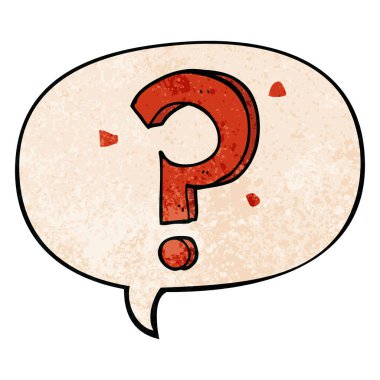retro doku tarzında karikatür soru işareti ve konuşma balonu
