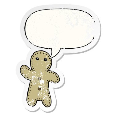 karikatür gingerbread adam ve konuşma balonu sıkıntılı etiket