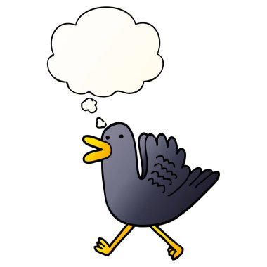 çizgi film ördek çalışan ve pürüzsüz degrade tarzında kabarcık düşünce