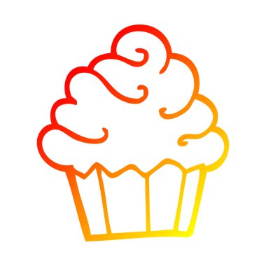 sıcak degrade çizgi çizim karikatür cupcake