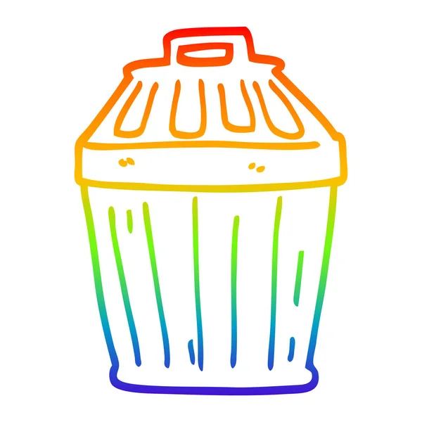 Linha gradiente arco-íris desenho cartoon lixo bin — Vetor de Stock