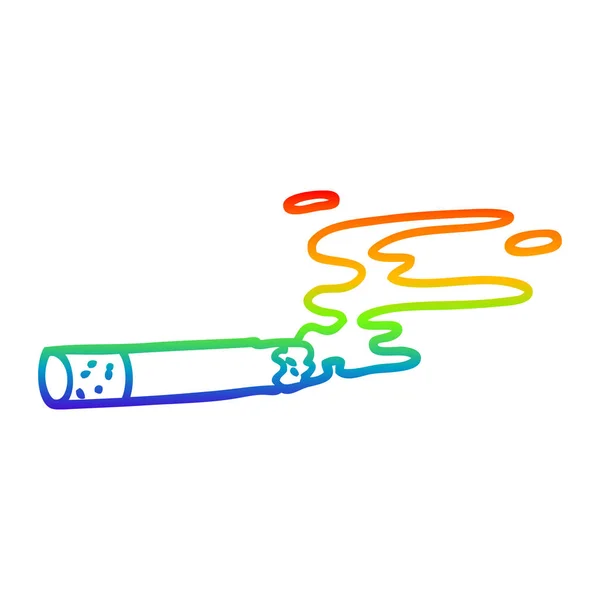 Rainbow gradient linje ritning tecknad cigarett — Stock vektor