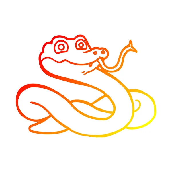 Línea de gradiente caliente dibujo serpiente de dibujos animados — Vector de stock