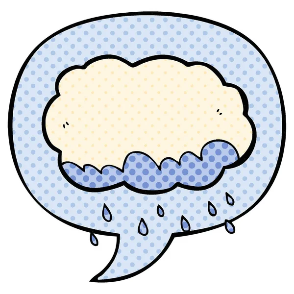Мультяшное облако дождя и пузырь речи в стиле комиксов — стоковый вектор