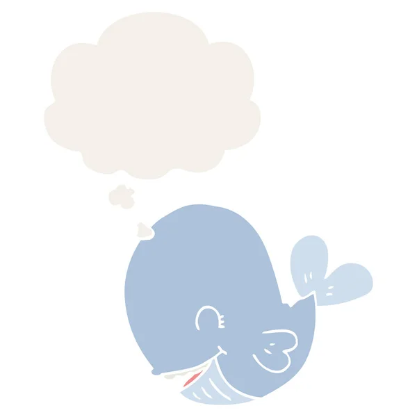 Cartoon walvis en dacht bubble in retro stijl — Stockvector