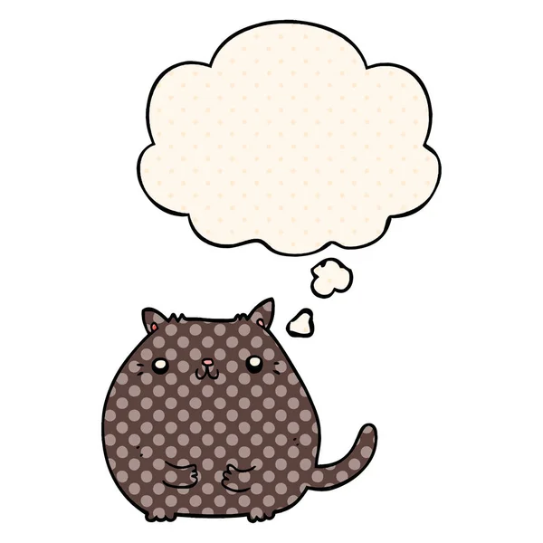 Chat dessin animé et bulle de pensée dans le style de bande dessinée — Image vectorielle