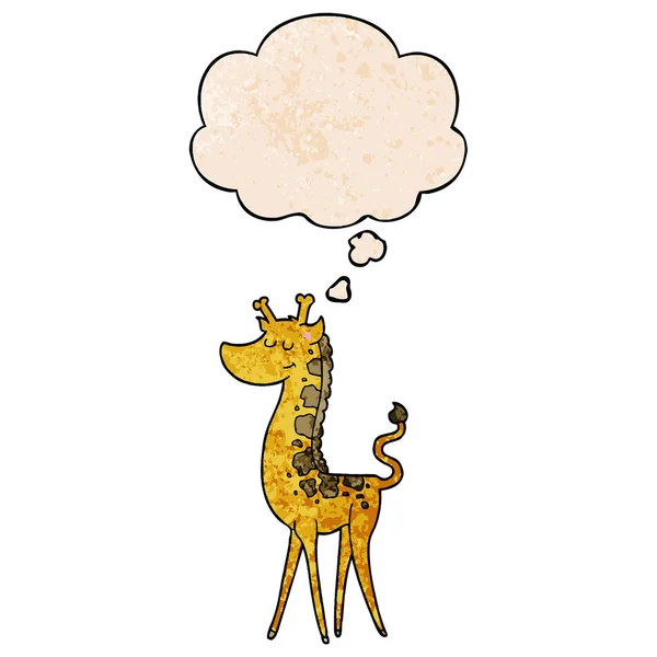 Cartoon Giraffe en dacht bubble in grunge textuur patroon sty — Stockvector