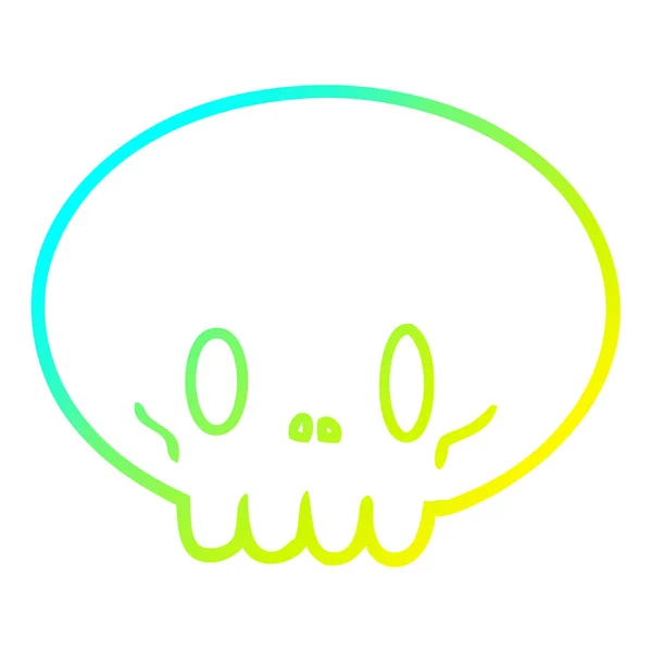 Linea gradiente freddo disegno cranio cartone animato — Vettoriale Stock