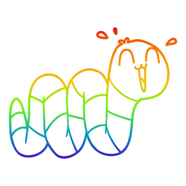 Ουράνιο τόξο γραμμή διαβάθμισης σχέδιο καρτούν νευρικό worm — Διανυσματικό Αρχείο