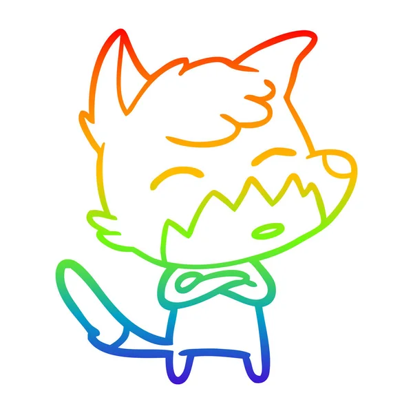 Regenbogen-Gradienten-Linie Zeichnung Cartoon Fox — Stockvektor