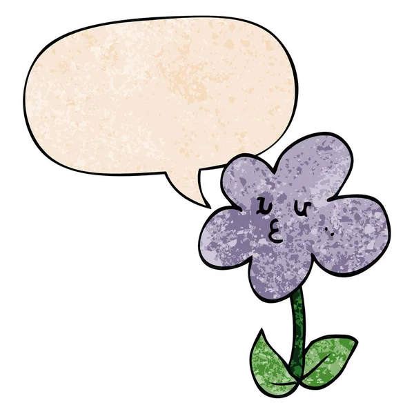 retro doku tarzında karikatür çiçek ve konuşma balonu