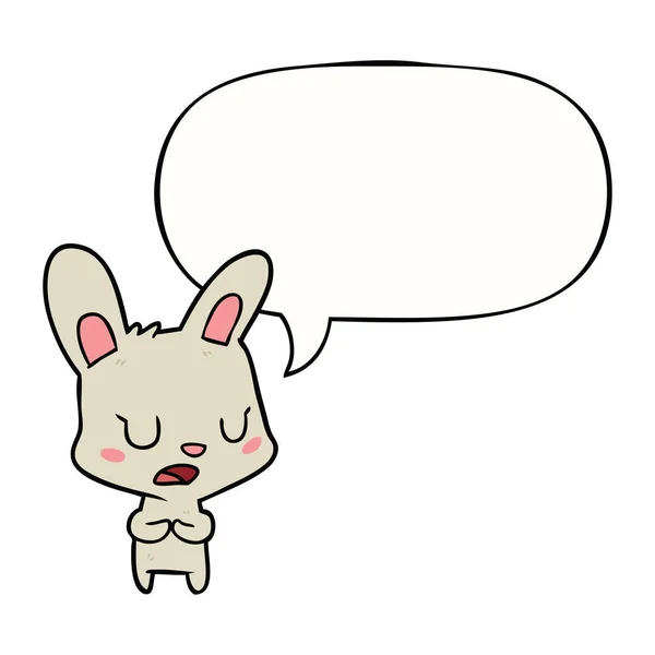 Cartoon rabbit talking and speech bubble — Stock Vector