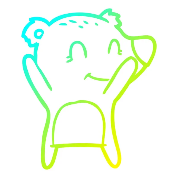 Linea gradiente freddo disegno sorridente orso cartone animato — Vettoriale Stock