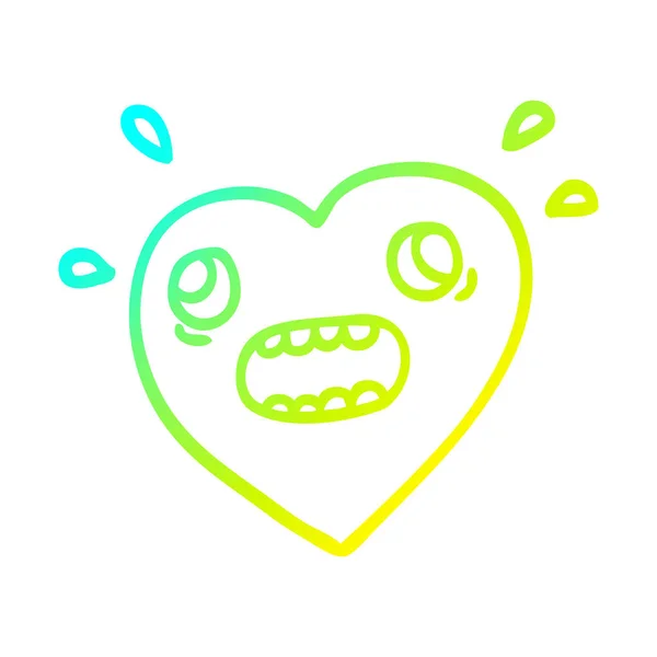 Linea gradiente freddo disegno cartone animato cuore panico — Vettoriale Stock
