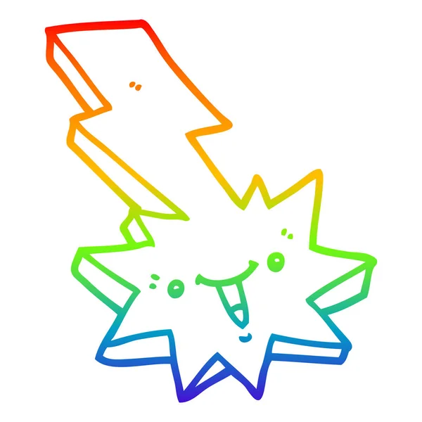 Regenboog gradiënt lijntekening cartoon Lightning Strike — Stockvector